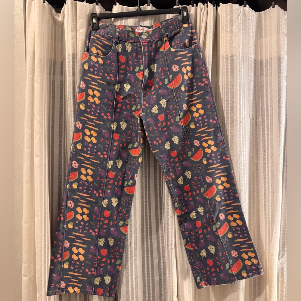 Nuuly x Lisa Says Gah Fruit and Vegetable Patterned Jeans